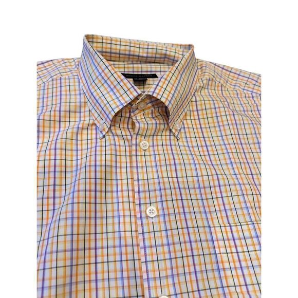 Scott Barber Men's Yellow Blue Long Sleeves Plaid Button Down Collar Shirt Sz XL - Picture 3 of 5